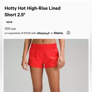 Lululemon Hotty Hot High Rise Short